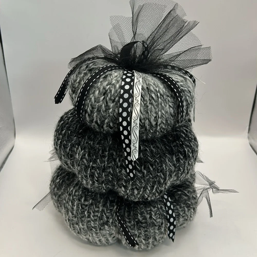 Charming Black and Gray pumpkin stack set